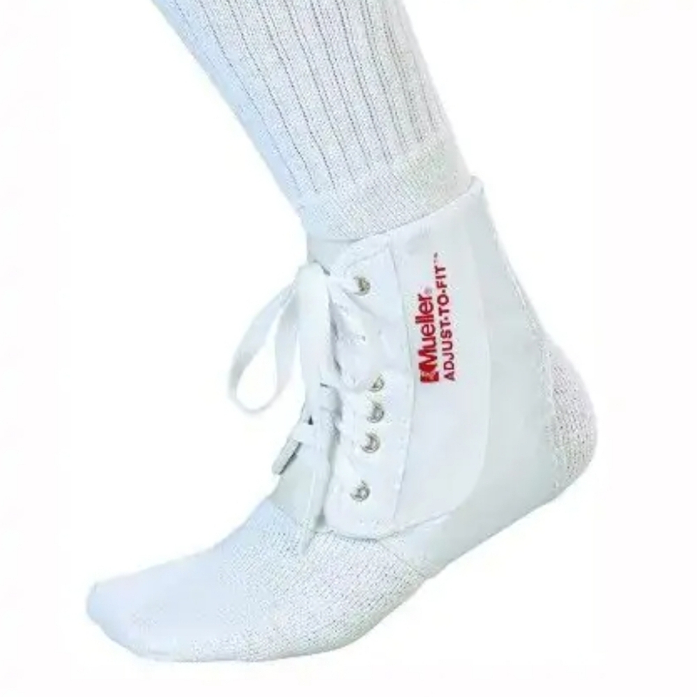 MUELLER Sports Medicine Adjust-to-Fit Ankle Brace Protects Supports White OSFM‎